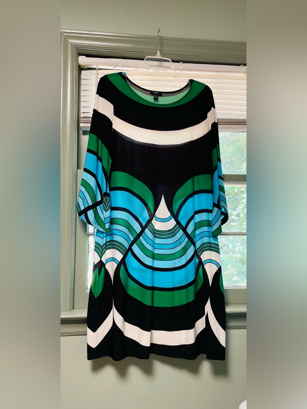 MSK Black, Green & Blue Graphic A-Line Dress